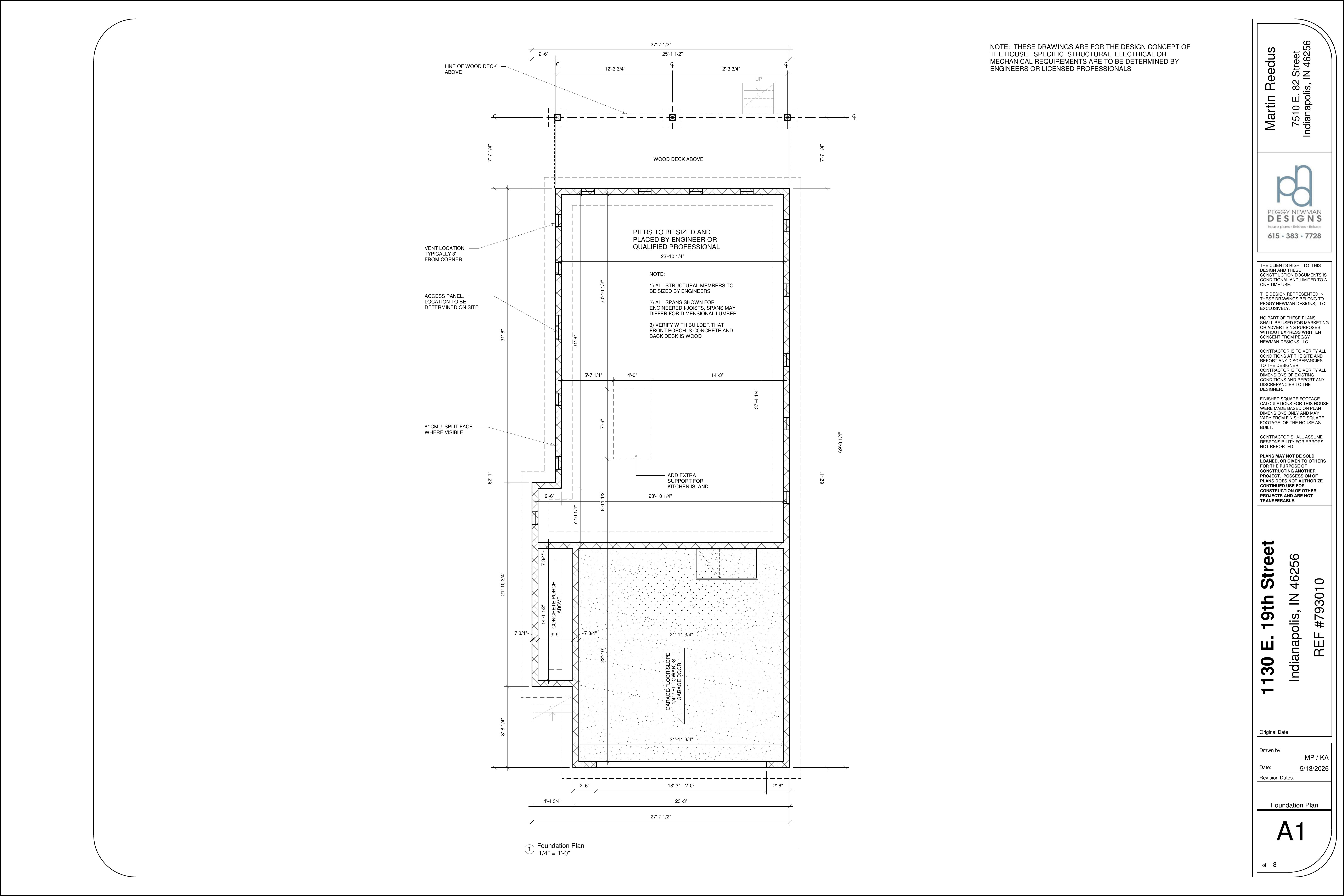 Foundation plan with dimensions and slab callouts