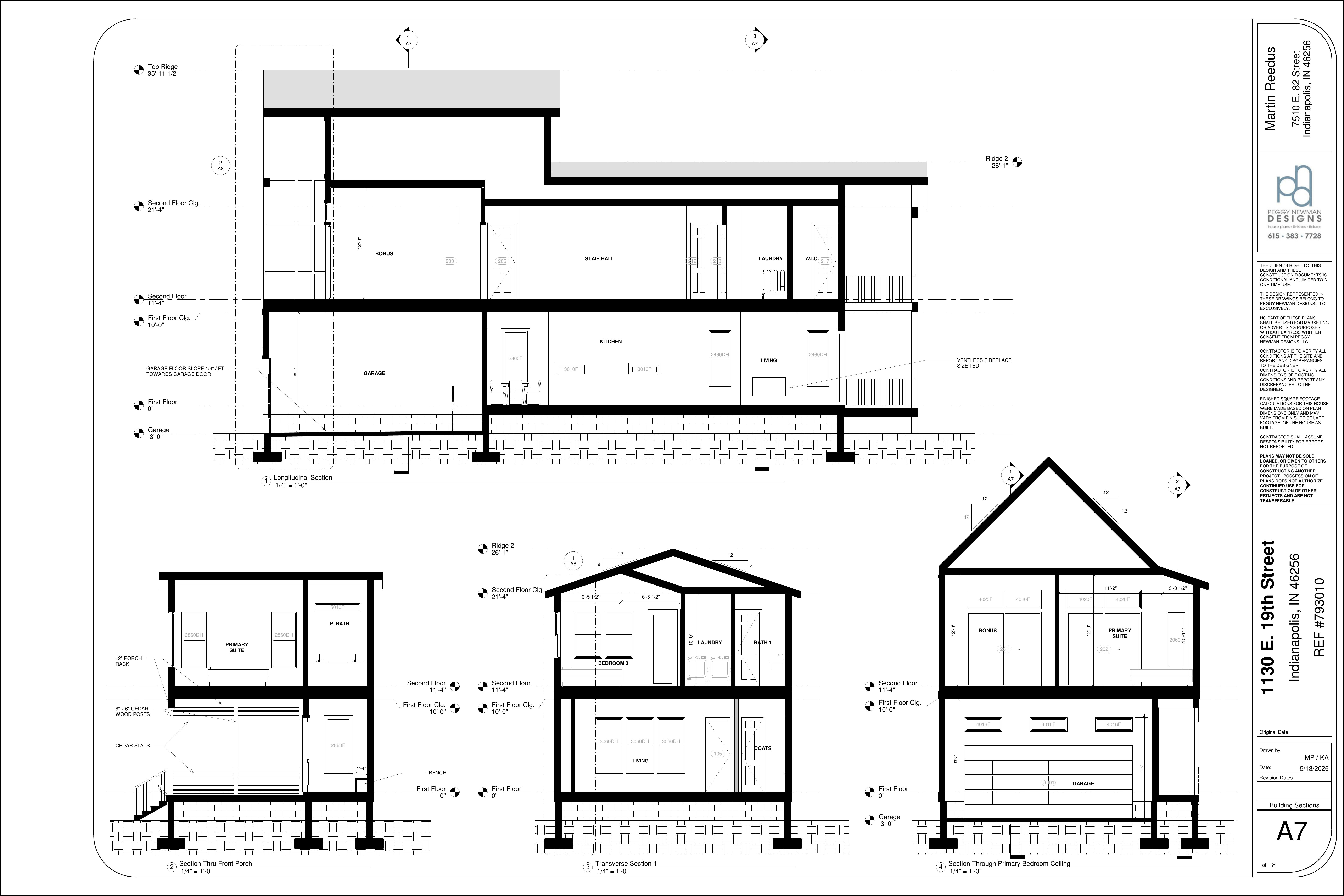 Building cross-sections showing structure and framing