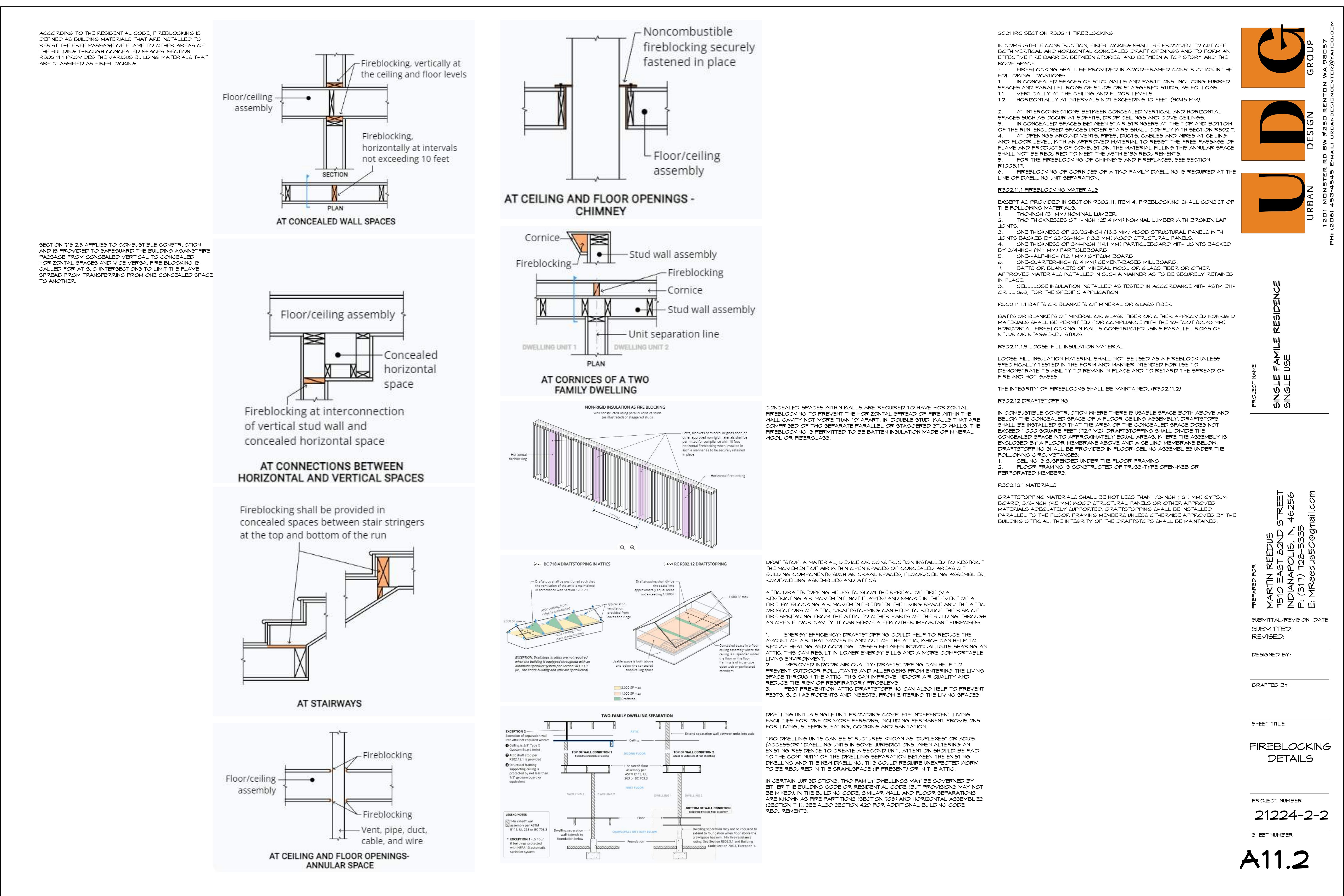 Fireblocking construction details and notes